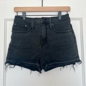 Madewell High-Rise Denim Shorts - black jean raw hem size 26